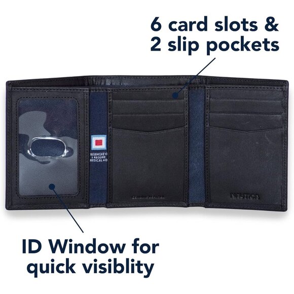 Men's Classic Leather Trifold RFID Wallet (Available in Smooth or Pebble Grain) - Picture 9 of 10